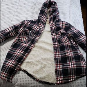 UofL colors Plaid Sherpa lined jacket